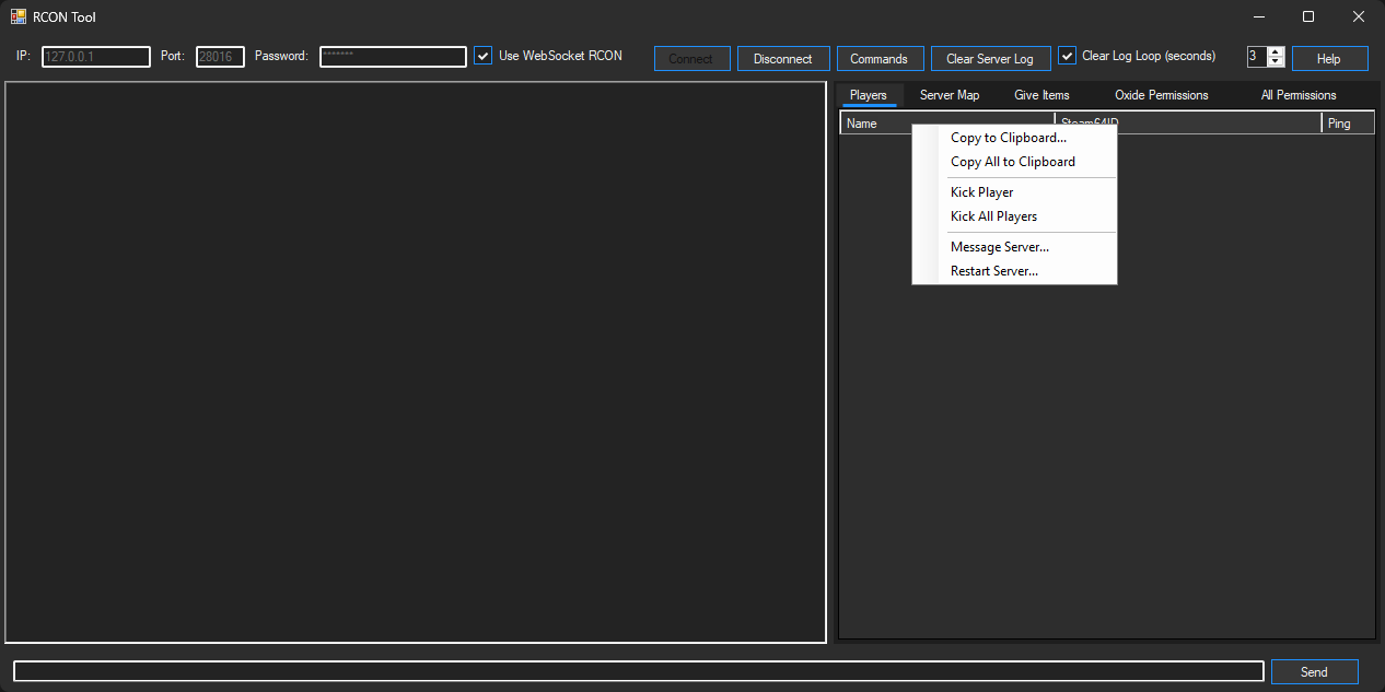 RCON Tool Player View Tab